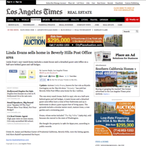 Today’s LA Times cover story | St. James + Canter sell Linda Evans Beverly Hills Home