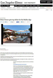 Cristie St. James Featured In Los Angeles Time “Hot Property” For Selling Highest Price Property In Malibu 2014!